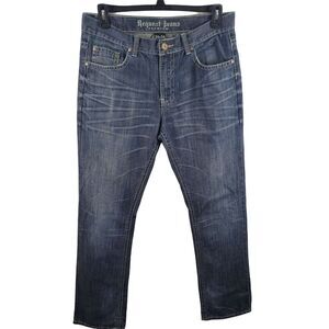 Request‎ jeans Mens 34x34 Straight Leg High Rise Dark Wash Casual Bottoms